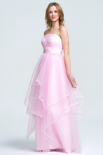 Sweetheart Neckline Floor-Length A-Line Tulle Pink Prom Dresses