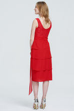 Sleeveless V-Neck Red Lace Cocktail Dress with Beaded Waist Detail