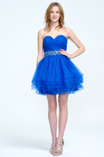 Vibrant Blue Strapless Sweetheart Tulle Homecoming Dress with Beaded Waist