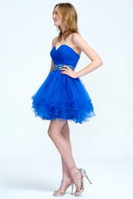 Vibrant Blue Strapless Sweetheart Tulle Homecoming Dress with Beaded Waist