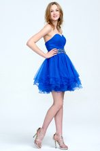 Vibrant Blue Strapless Sweetheart Tulle Homecoming Dress with Beaded Waist