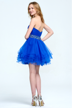 Vibrant Blue Strapless Sweetheart Tulle Homecoming Dress with Beaded Waist
