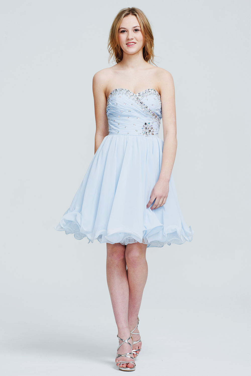 Short Ruched Sweetheart Chiffon A-Line Homecoming Dress