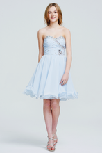 Strapless Sweetheart Sequin Bodice Chiffon Short Homecoming Dress