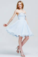 Strapless Sweetheart Sequin Bodice Chiffon Short Homecoming Dress