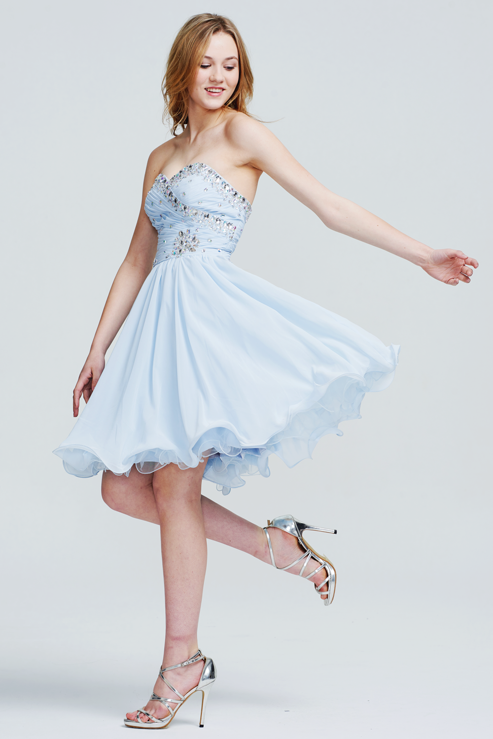 Short Ruched Sweetheart Chiffon A-Line Homecoming Dress