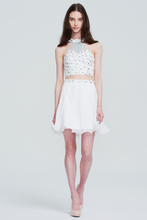 White Halter Neck Crop Top & Skirt Two-Piece Short Formal Homecoming Dress