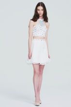 White Halter Neck Crop Top & Skirt Two-Piece Short Formal Homecoming Dress
