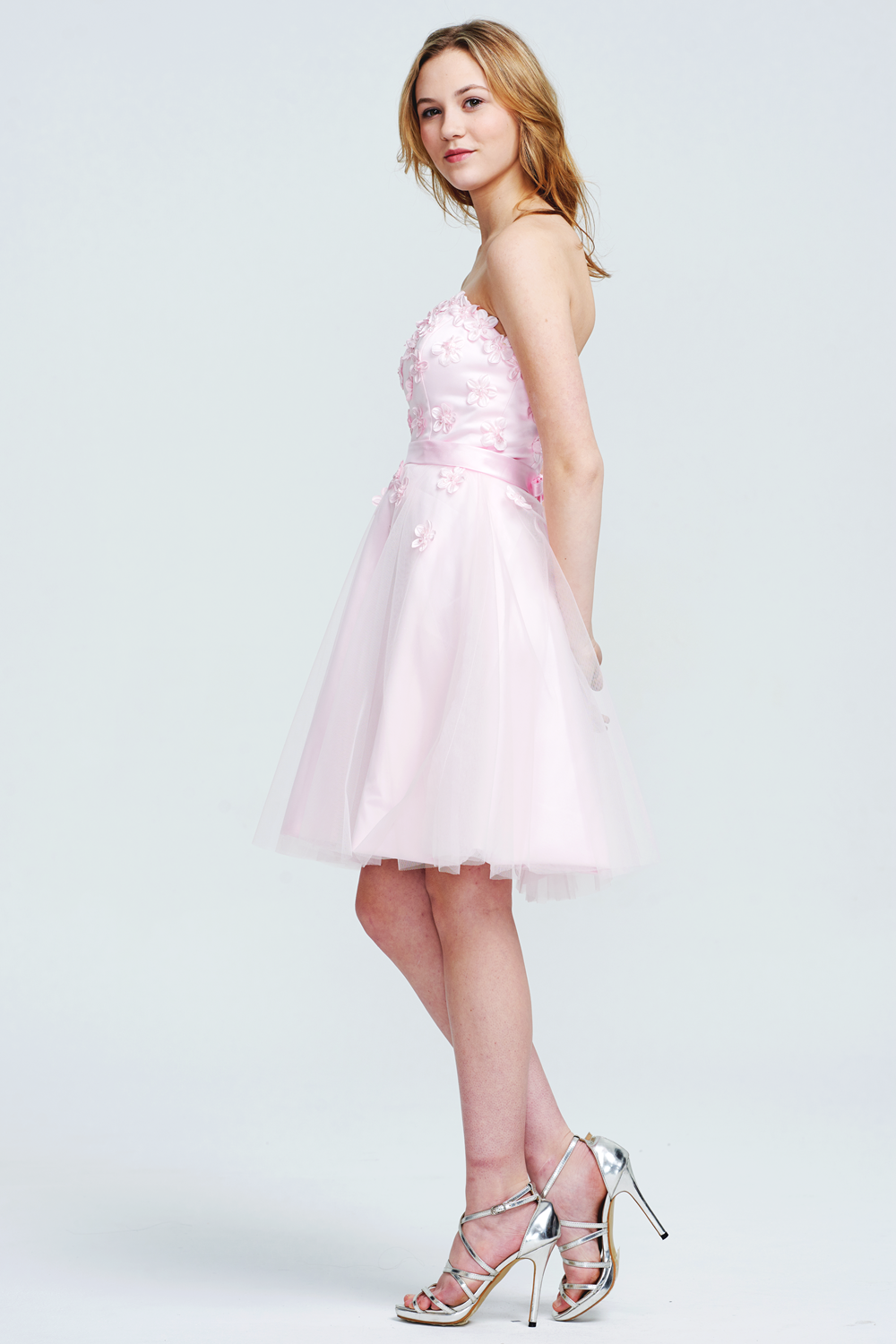 Lace-Up 3D Floral Tulle A-Line Short Homecoming Dress