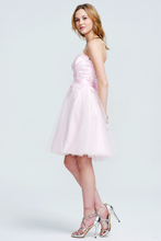Blush Pink Strapless 3D Floral Tulle Short Homecoming Dress
