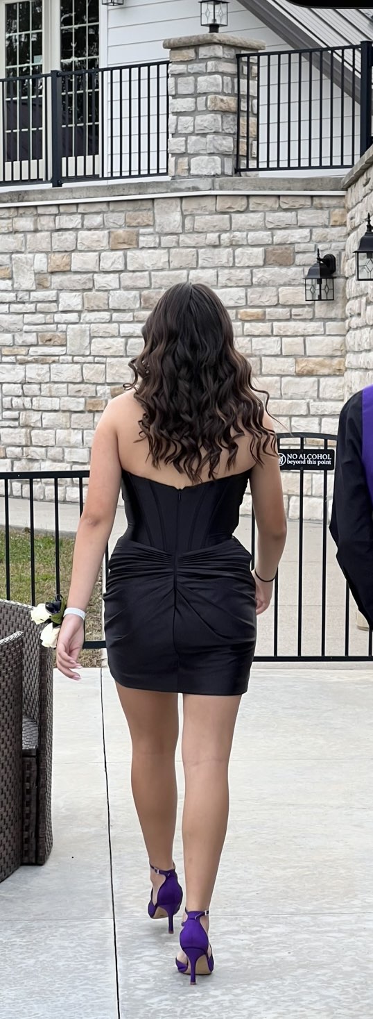 Black Sheath Strapless Pleated Back Zipper Satin Homecoming Dress Secondary image