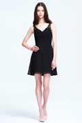 Black Short Ruched V-Neck Chiffon A-Line Cocktail Dress