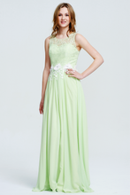 Mint Green Sleeveless Lace Bridesmaid Dress - Chiffon Maxi Gown