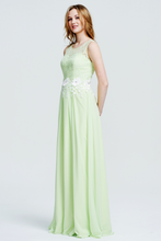 Mint Green Sleeveless Lace Bridesmaid Dress - Chiffon Maxi Gown