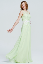 Mint Green Sleeveless Lace Bridesmaid Dress - Chiffon Maxi Gown