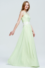 Mint Green Sleeveless Lace Bridesmaid Dress - Chiffon Maxi Gown