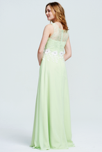 Mint Green Sleeveless Lace Bridesmaid Dress - Chiffon Maxi Gown