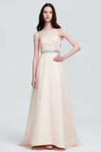 Ivory Sleeveless Beaded Prom Dress - Tulle Maxi Gown