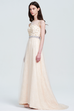 Ivory Sleeveless Beaded Prom Dress - Tulle Maxi Gown