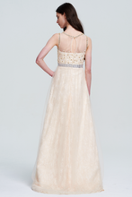 Ivory Sleeveless Beaded Prom Dress - Tulle Maxi Gown
