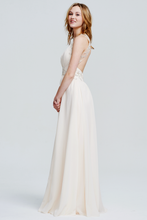 Ivory V-Neck Beaded Chiffon Maxi Gown Bridesmaid Dress