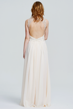 Ivory V-Neck Beaded Chiffon Maxi Gown Bridesmaid Dress