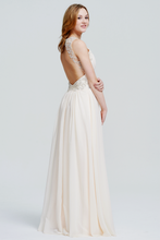 Ivory V-Neck Beaded Chiffon Maxi Gown Bridesmaid Dress