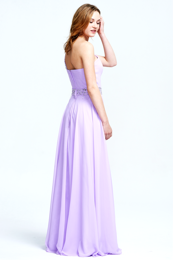 Lilac One-Shoulder Chiffon A-Line Bridesmaid Dress