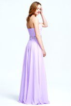 Lilac One-Shoulder Beaded Floor-Length Chiffon Prom Dress