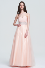 Pearl Pink Sweetheart Strapless Beaded Tulle and Satin Prom Dress