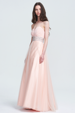 Pearl Pink Sweetheart Strapless Beaded Tulle and Satin Prom Dress