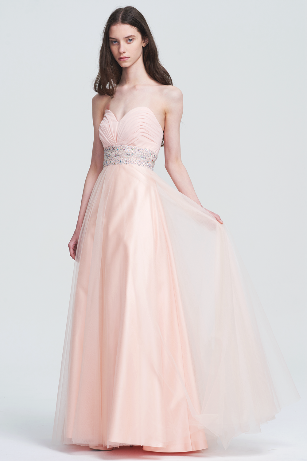 Strapless Sweetheart Satin and Tulle A-Line Prom Dress