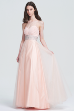 Pearl Pink Sweetheart Strapless Beaded Tulle and Satin Prom Dress
