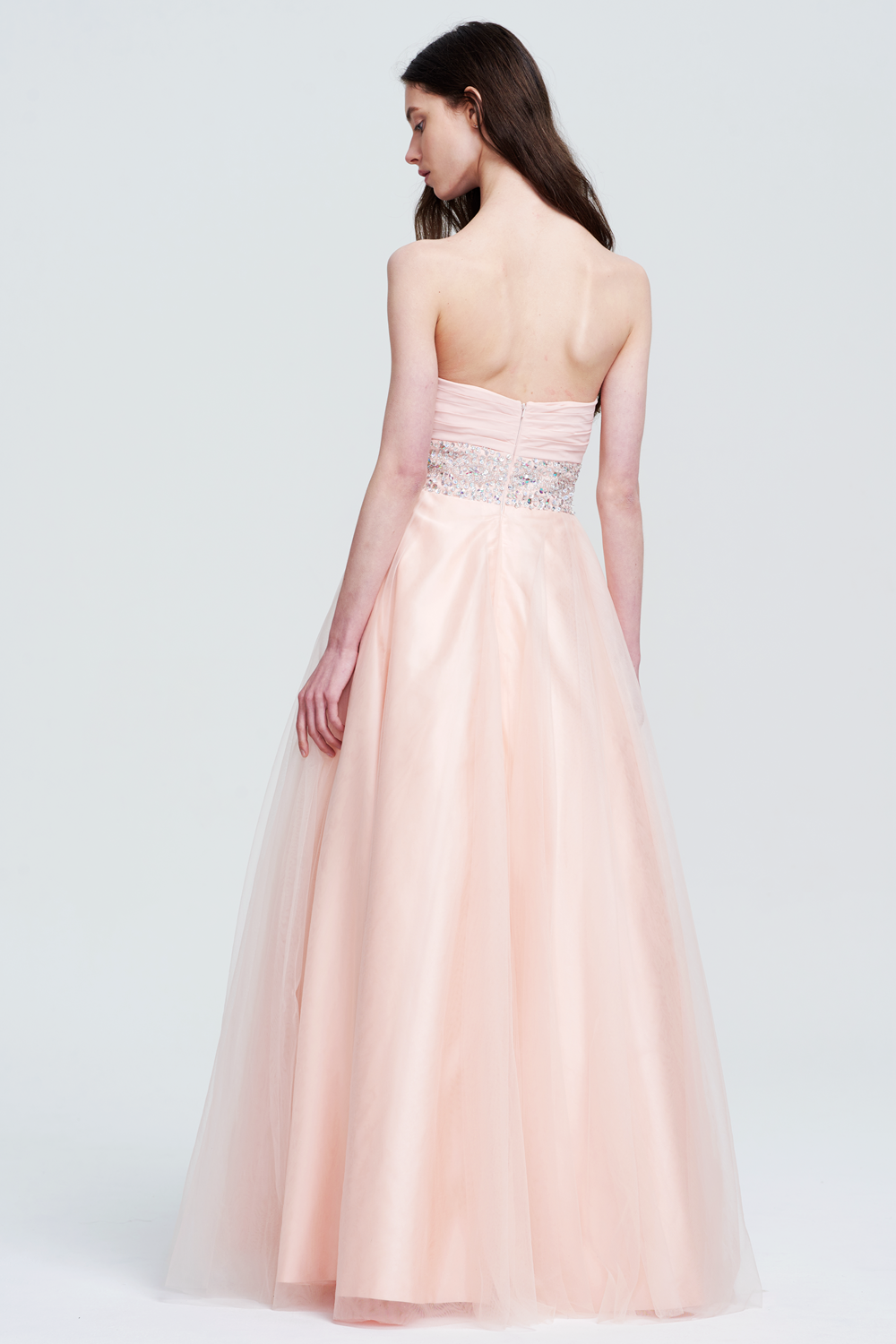 Strapless Sweetheart Satin and Tulle A-Line Prom Dress