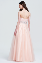 Pearl Pink Sweetheart Strapless Beaded Tulle and Satin Prom Dress