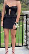 Black Sheath Strapless Pleated Back Zipper Satin Homecoming Dress
