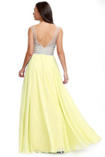 V-Neck A-Line Slim Fit Chiffon Prom Dresses With Beading
