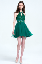 Halter Neck Sleeveless Tulle Sequin Cocktail Dress