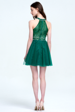 Halter Neck Sleeveless Tulle Sequin Cocktail Dress