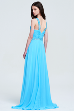 V-Neck Sleeveless Ruched Backless Beaded Chiffon Evening Gown