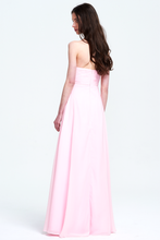Blush Strapless Embellished Chiffon Prom Gown with Draped Sash