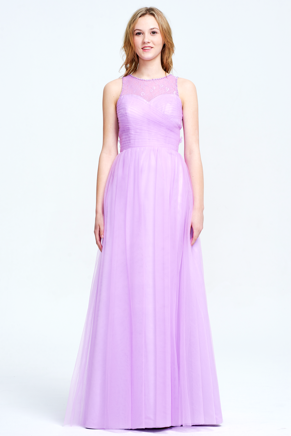 Tulle A-Line Prom Dress with Floral Appliques and Back Cutouts