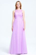 Lilac Illusion Neckline Ruched Halter Straps Tulle Prom/Evening Gown