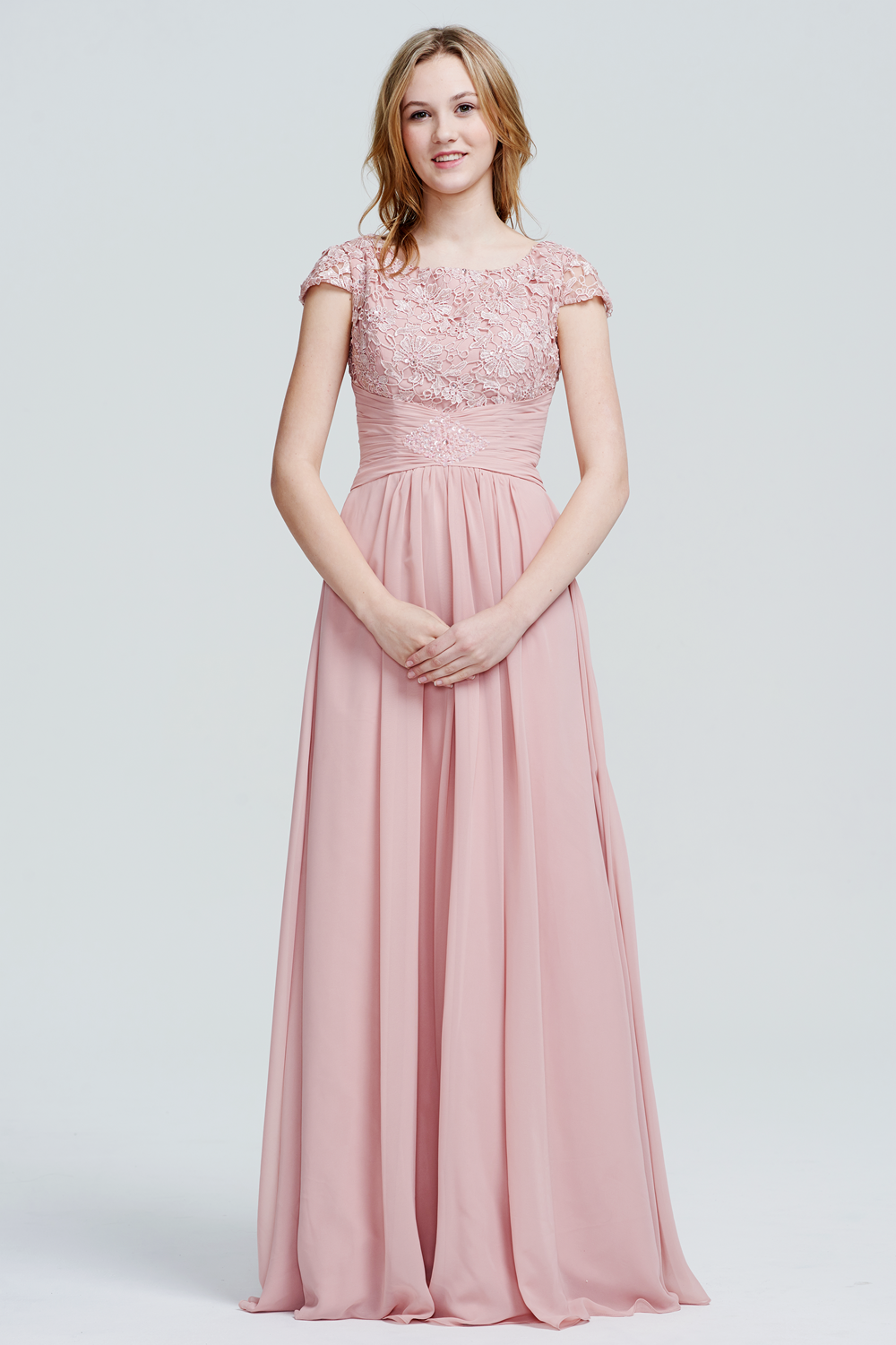 Ruched Lace and Chiffon A-Line Bridesmaid Dress