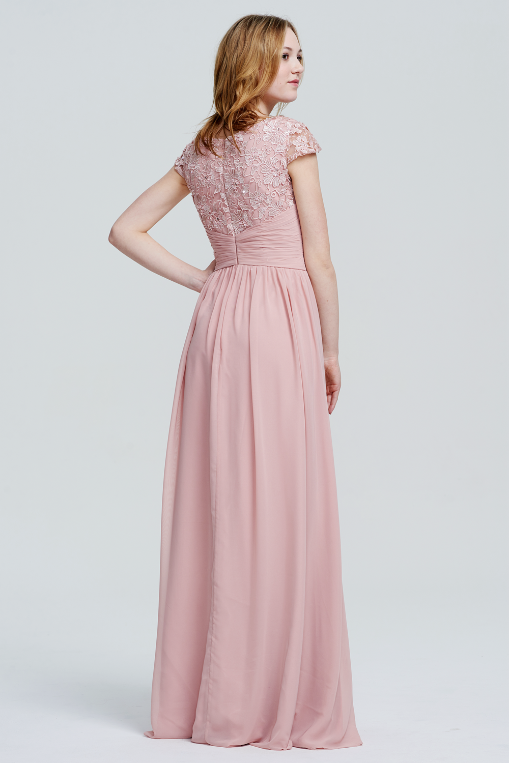Ruched Lace and Chiffon A-Line Bridesmaid Dress