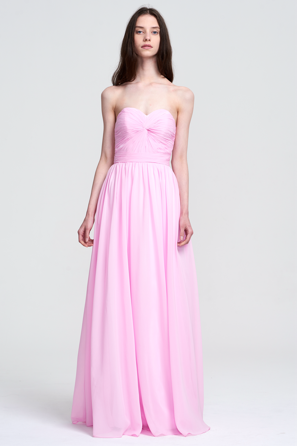 Strapless Lace-Up Chiffon A-Line Evening Gown
