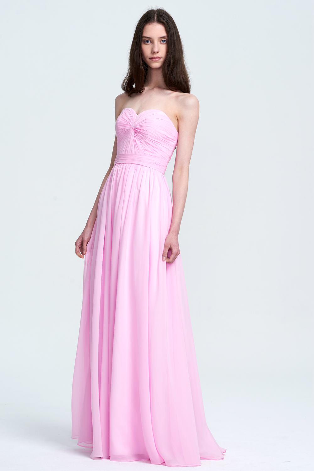 Strapless Lace-Up Chiffon A-Line Evening Gown