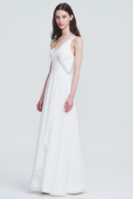Long One Shoulder White Chiffon Prom Dress with Open Back Detail