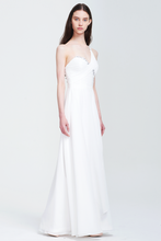 Long One Shoulder White Chiffon Prom Dress with Open Back Detail
