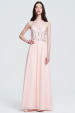 Spaghetti Straps V-neckline Chiffon Pearl Pink Prom Dresses